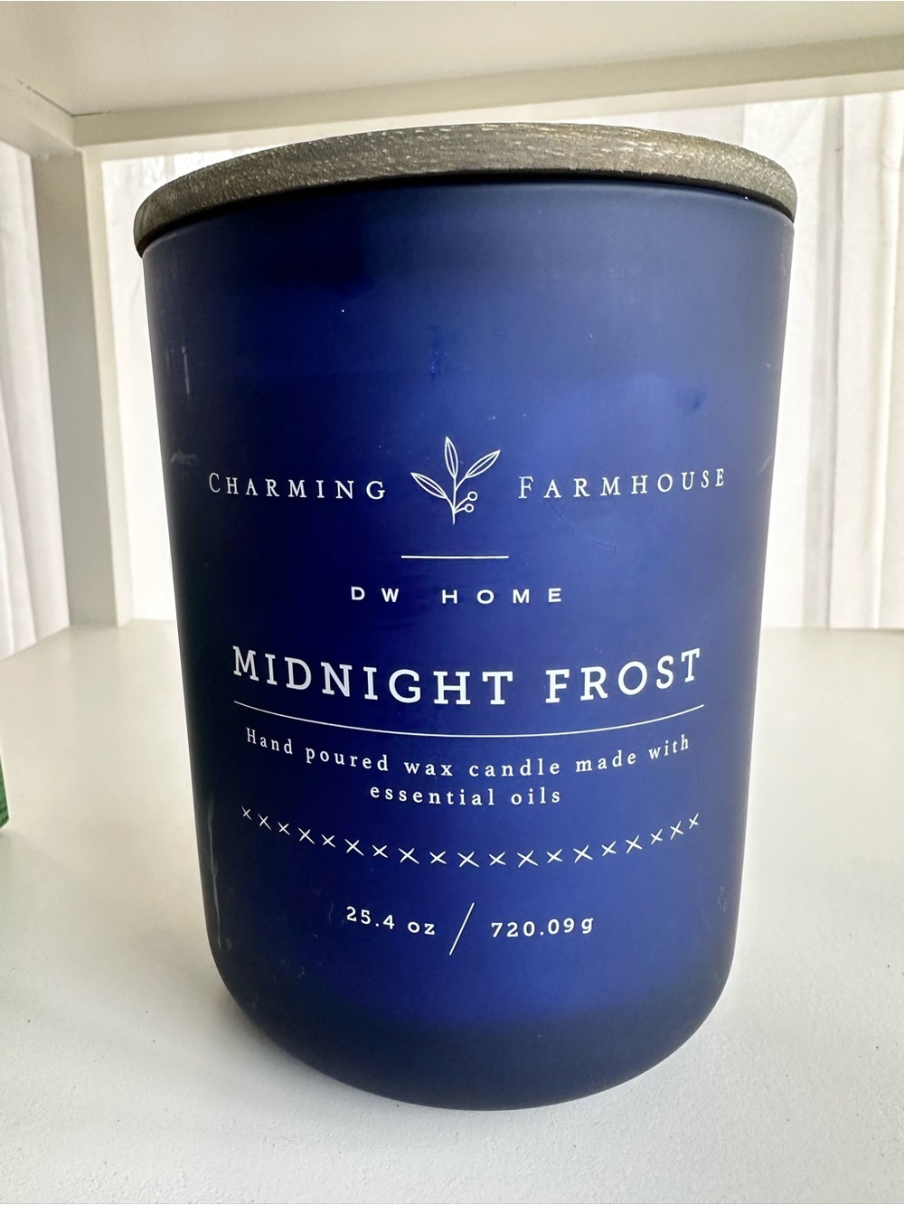 DW Home Charming Farmhouse “Midnight Frost” Scented Candle 25.4 oz (2) wood wick